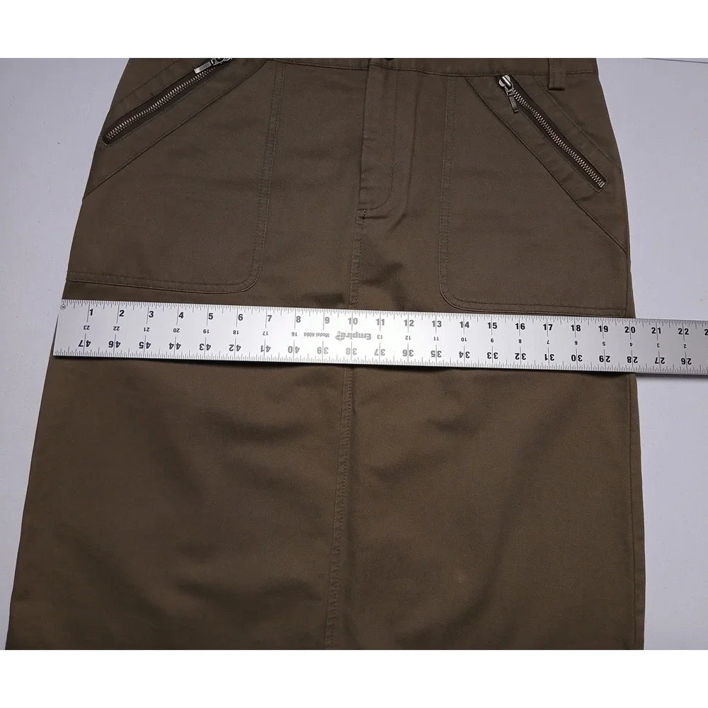 Banana Republic Women 8 Olive Brown Cotton Twill Utility Pencil Skirt Zip Pocket